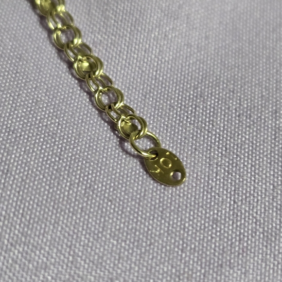 10k Yellow Gold Retro Heart Mirror Bracelet. 8" - Picture 10 of 15